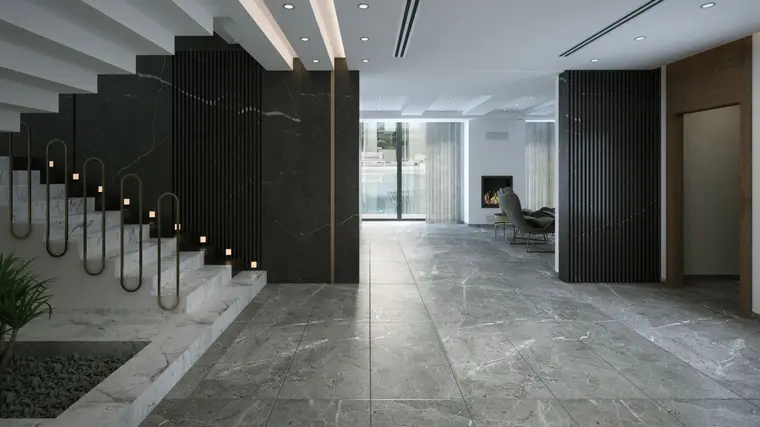 Spacious tile flooring